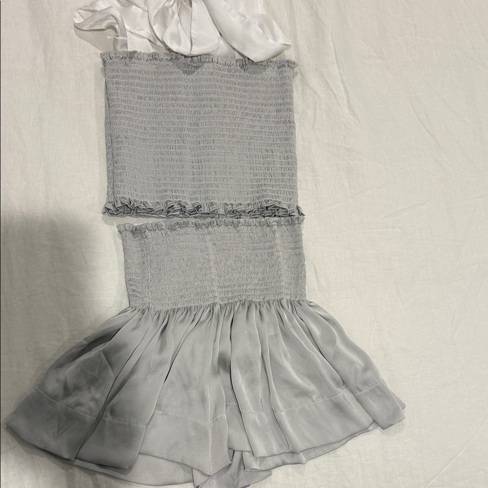 Light Gray Strapless Smocked Skirt Set